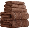 image:imageLavish Home 6 Piece Bathroom Towels Set  525GSM 100 Cotton Bathroom Essentials  2 Bath Sheets 2 Hand Towels and 2 Wash Cloths for Bath Shower Gym Spa and Dorm Room EggplantChocolate