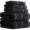 image:imageLavish Home 6 Piece Bathroom Towels Set  525GSM 100 Cotton Bathroom Essentials  2 Bath Sheets 2 Hand Towels and 2 Wash Cloths for Bath Shower Gym Spa and Dorm Room EggplantBlack and White