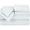 image:imageLavish Home 6Piece Cotton Deluxe Plush Bath Towel Set  Chevron Pattern Plush Sculpted Spa Luxury Decorative Body Hand and Face Towels Seafoam 27x54x025