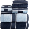 image:imageLavish Home Bathroom Towels Set Bathroom Accessories Beige Set of 6Navy