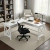 image:imageLavish Home L Shaped Computer Desk for Home Office Light Gray 59Wx235DWhite