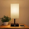 image:imageLavish Home USB Rectangle Lamp with Wood BaseModern Desk Light LED Bulb Included USB Port for Living Room Bedroom OfficeSingle Lamp