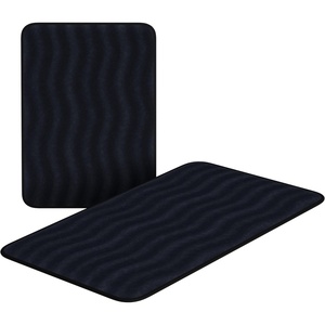 image:image2 Piece Bathroom Rug Set  32x20 Inch and 23x17 Inch Memory Foam Bath Mats with Textured Wave Print for Stylish Bathroom Decor  Bath Rugs Non Slip Washable Bathmats by Lavish Home BlackBlack