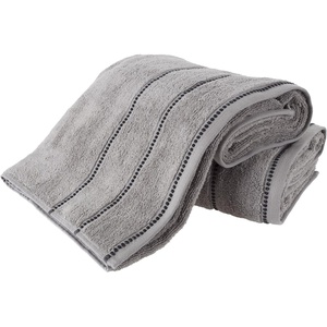 image:image2Piece Bath Towel Set  Quick Dry Large 34x68in Bath Towels for Shower Gym Spa and Dorm Room  100 Cotton Main or Guest Bathroom Essentials  Highly Absorbent Bath Sheets by Lavish Home BlackSilver and Black