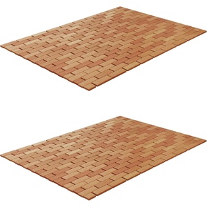 image:imageBamboo Bath Mat Set  2Pack NonSlip Wooden Bath Mats with Roll Up Lattice Design  for IndoorOutdoor Bathtub Shower Sauna Hot Tub by Lavish Home