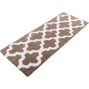 image:imageBathroom Rug  24 x 60 Inch Long Non Slip Bath Mat with Trellis Pattern  Extra Soft Absorbent Cotton Bath Mat  Machine Washable Bathroom Rugs Runner for Shower Tub or Vanity by Lavish Home BrownTaupe