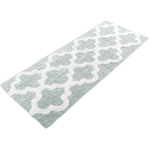 image:imageBathroom Rug  24 x 60 Inch Long Non Slip Bath Mat with Trellis Pattern  Extra Soft Absorbent Cotton Bath Mat  Machine Washable Bathroom Rugs Runner for Shower Tub or Vanity by Lavish Home BrownSeafoam