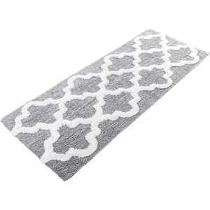 image:imageBathroom Rug  24 x 60 Inch Long Non Slip Bath Mat with Trellis Pattern  Extra Soft Absorbent Cotton Bath Mat  Machine Washable Bathroom Rugs Runner for Shower Tub or Vanity by Lavish Home BrownSilver