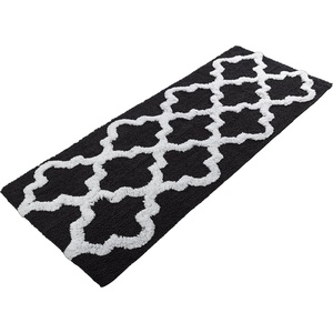 image:imageBathroom Rug  24 x 60 Inch Long Non Slip Bath Mat with Trellis Pattern  Extra Soft Absorbent Cotton Bath Mat  Machine Washable Bathroom Rugs Runner for Shower Tub or Vanity by Lavish Home BrownBlack