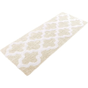 image:imageBathroom Rug  24 x 60 Inch Long Non Slip Bath Mat with Trellis Pattern  Extra Soft Absorbent Cotton Bath Mat  Machine Washable Bathroom Rugs Runner for Shower Tub or Vanity by Lavish Home BrownBone