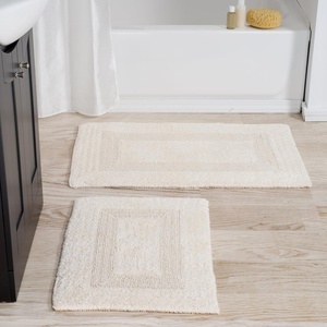 image:imageBathroom Rugs  2  Piece Cotton Bathroom Mat Set  Machine Washable Bath Mats for Washroom Kitchen or Laundry Room by Lavish Home BrickIvory