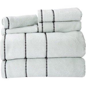 image:imageBedford Home Quick Dry 100 Cotton Zero Twist Towel Set Hotel amp Spa Quality Soft Lightweight Highly Absorbent Towels and Washcloths for Bathroom Shower Ideal for Everyday Use  6 Piece SilverSeafoam and Black