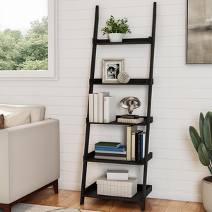 image:imageBookshelf  5Tier Ladder Shelf with Leaning Look  Bookcase for Home Decor and Office Storage  Freestanding Book Shelves by Lavish Home WhiteBlack