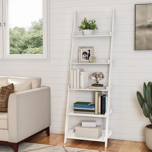 image:imageBookshelf  5Tier Ladder Shelf with Leaning Look  Bookcase for Home Decor and Office Storage  Freestanding Book Shelves by Lavish Home WhiteWhite