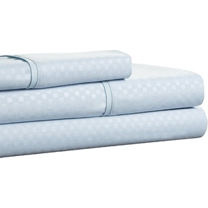 image:imageBrushed Microfiber Sheet Set 3 Piece Embossed Checkered Bed Linens Deep Pocket Fitted amp Flat Sheets Plus A Pillowcase by Lavish Home Twin BlueBlue