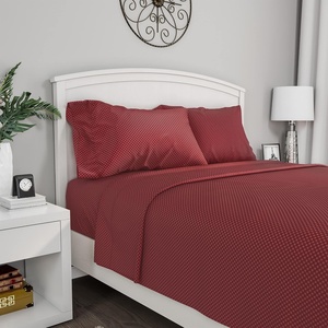image:imageBrushed Microfiber Sheet Set 3 Piece Embossed Checkered Bed Linens Deep Pocket Fitted amp Flat Sheets Plus A Pillowcase by Lavish Home Twin BlueBurgundy