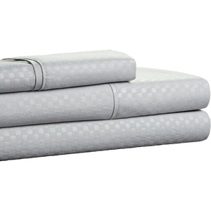 image:imageBrushed Microfiber Sheet Set 3 Piece Embossed Checkered Bed Linens Deep Pocket Fitted amp Flat Sheets Plus A Pillowcase by Lavish Home Twin BluePlatinum