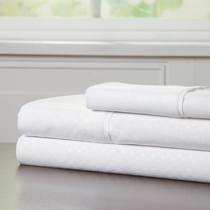 image:imageBrushed Microfiber Sheet Set 3 Piece Embossed Checkered Bed Linens Deep Pocket Fitted amp Flat Sheets Plus A Pillowcase by Lavish Home Twin BlueWhite