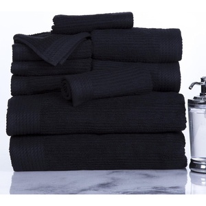 image:imageLavish Home 10PC Bathroom Towels Set  525GSM 100 Cotton Bathroom Essentials with 2 Bath Towels 2 Hand Cloths 4 Wash Cloths and 2 Fingertip Fabric for Shower Gym Spa and Dorm NavyBlack