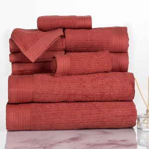 image:imageLavish Home 10PC Bathroom Towels Set  525GSM 100 Cotton Bathroom Essentials with 2 Bath Towels 2 Hand Cloths 4 Wash Cloths and 2 Fingertip Fabric for Shower Gym Spa and Dorm NavyBrick