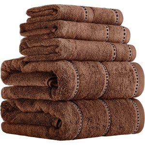 image:imageLavish Home 6 Piece Bathroom Towels Set  525GSM 100 Cotton Bathroom Essentials  2 Bath Sheets 2 Hand Towels and 2 Wash Cloths for Bath Shower Gym Spa and Dorm Room EggplantChocolate