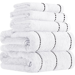 image:imageLavish Home 6 Piece Bathroom Towels Set  525GSM 100 Cotton Bathroom Essentials  2 Bath Sheets 2 Hand Towels and 2 Wash Cloths for Bath Shower Gym Spa and Dorm Room EggplantWhite and Black