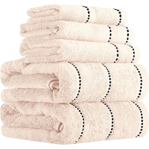 image:imageLavish Home 6 Piece Bathroom Towels Set  525GSM 100 Cotton Bathroom Essentials  2 Bath Sheets 2 Hand Towels and 2 Wash Cloths for Bath Shower Gym Spa and Dorm Room EggplantBeige