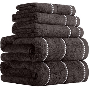 image:imageLavish Home 6 Piece Bathroom Towels Set  525GSM 100 Cotton Bathroom Essentials  2 Bath Sheets 2 Hand Towels and 2 Wash Cloths for Bath Shower Gym Spa and Dorm Room EggplantCharcoal Gray