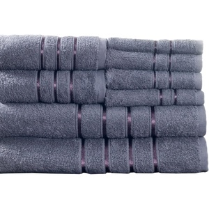 image:imageLavish Home 8PC Plush Bathroom Towels Set  650GSM 100 Cotton Bathroom Essentials with 4 Absorbent Wash Cloths 2 Hand Cloths and 2 Bath Towel for Shower Gym Dorm and Spa Silver