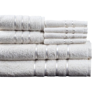 image:imageLavish Home 8PC Plush Bathroom Towels Set  650GSM 100 Cotton Bathroom Essentials with 4 Absorbent Wash Cloths 2 Hand Cloths and 2 Bath Towel for Shower Gym Dorm and Spa White