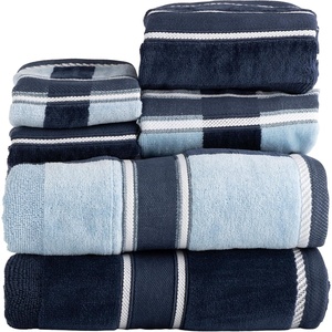 image:imageLavish Home Bathroom Towels Set Bathroom Accessories Beige Set of 6Navy