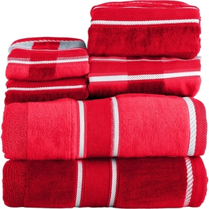 image:imageLavish Home Bathroom Towels Set Bathroom Accessories Beige Set of 6Red