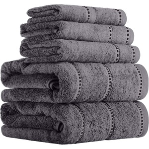 image:imageLavish Home Bathroom Towels Set Bathroom Accessories Silver Set of 6