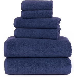 image:imageLavish Home Bathroom Towels Set Bathroom Essentials Brick Red Set of 6Navy