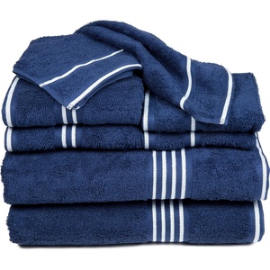 image:imageLavish Home Bathroom Towels Set Bathroom Essentials Eggplant Set of 8Navy