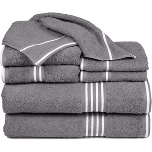 image:imageLavish Home Bathroom Towels Set Bathroom Essentials Eggplant Set of 8Silver