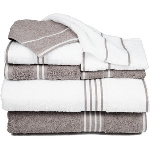 image:imageLavish Home Bathroom Towels Set Bathroom Essentials Eggplant Set of 8White  Silver