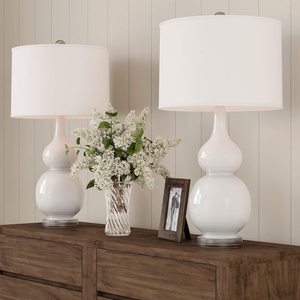 image:imageLavish Home Ceramic Table Lamps White Set of 2Milky White