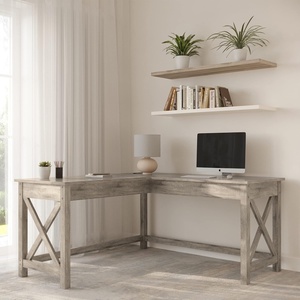 image:imageLavish Home Computer Desk with XPattern Legs White 59x235x299Light Gray