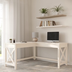 image:imageLavish Home Computer Desk with XPattern Legs White 59x235x299White