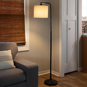 image:imageLavish Home Floor Lamp  65InchTall Modern Floor Lamp with Linen Shade and LED Bulb for Bedroom Home Office or Living Room Decor Black