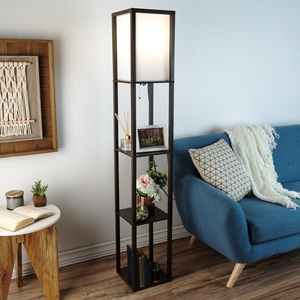 image:imageLavish Home Floor Lamp  Etagere Style Standing Light with 3 Tiers of Storage Shelving for Accent Dcor Organization  Display Shelf Lighting Brown