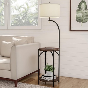 image:imageLavish Home Floor Lamp with Builtin End Table BrownBlack 16 x 58