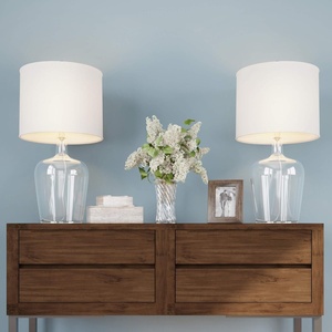 image:imageLavish Home Glass Cloche Table Lamps ClearIvory Set of 2 14 x 26