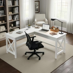 image:imageLavish Home L Shaped Computer Desk for Home Office Light Gray 59Wx235DWhite