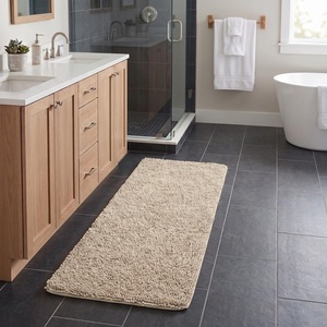 image:imageLavish Home Memory Foam Shag Bath Mat 2feet by 5feet  Ivory 24 x 58 x 125