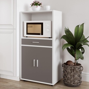 image:imageLavish Home Microwave Stand with Storage WhiteOak 24 x 1575 x 45White and Gray