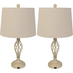 image:imageLavish Home Set of 2 Table Lamps  Modern Lamps with USB Charging Ports and LED Bulbs  for Living Room Office or Bedroom Decor SandSand