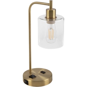 image:imageLavish Home Table Lamp  Industrial Lamp with USB Charge Ports Touch Control and Edison Bulb  for Living Room Office or Bedroom Decor Gold