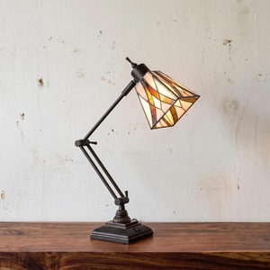 image:imageLavish Home Tiffany Architect Desk Lamp with Stained Glass Shade Bronze